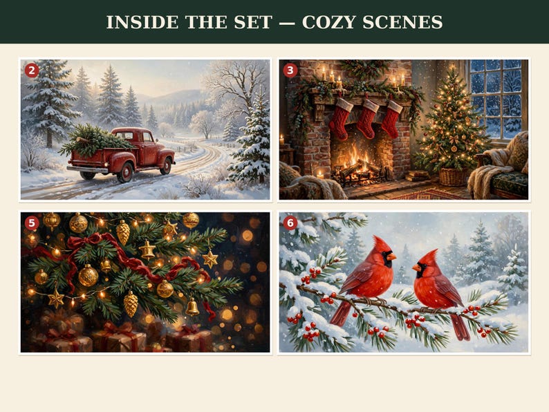 Christmas Frame TV Art Set of 10 | Vintage Christmas TV Art | Samsung Frame TV Art 4K | Holiday Decor, Instant Download image 2