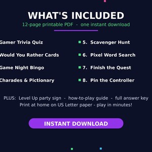 Gamer Party Games Bundle Printable | Video Game Birthday Party Games | Gaming Party Activities Instant Download image 4