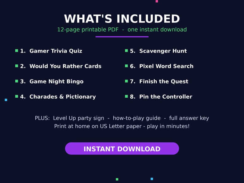 Gamer Party Games Bundle Printable | Video Game Birthday Party Games | Gaming Party Activities Instant Download image 4
