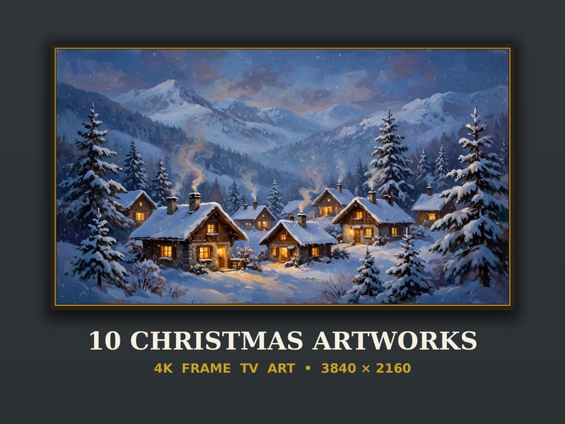 Christmas Frame TV Art Set of 10 | Vintage Christmas TV Art | Samsung Frame TV Art 4K | Holiday Decor, Instant Download image 1