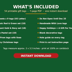 54 Christmas Gift Tags Printable | To From Tags in 3 Colorways | Holiday Gift Tag Set, Gift Wrapping Tags | Instant Download image 4