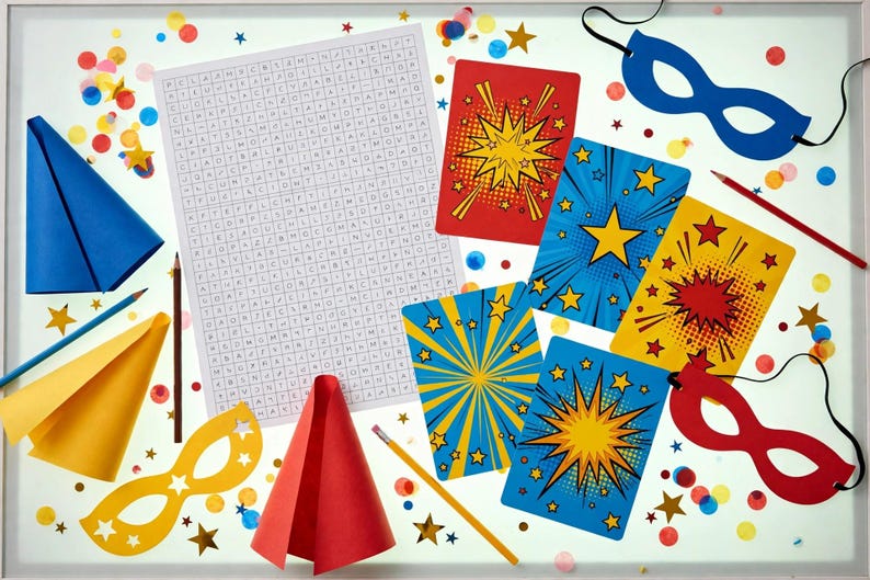 Superhero Party Games Bundle Printable | Kids Birthday Party Games | Superhero Birthday Activities | Instant Download PDF image 1