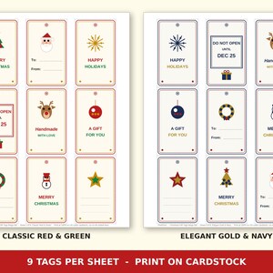 54 Christmas Gift Tags Printable | To From Tags in 3 Colorways | Holiday Gift Tag Set, Gift Wrapping Tags | Instant Download image 2