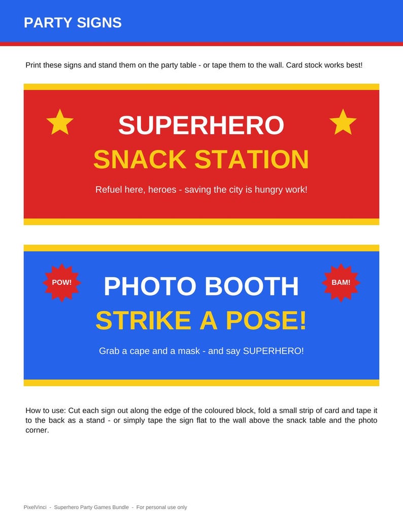 Superhero Party Games Bundle Printable | Kids Birthday Party Games | Superhero Birthday Activities | Instant Download PDF image 4
