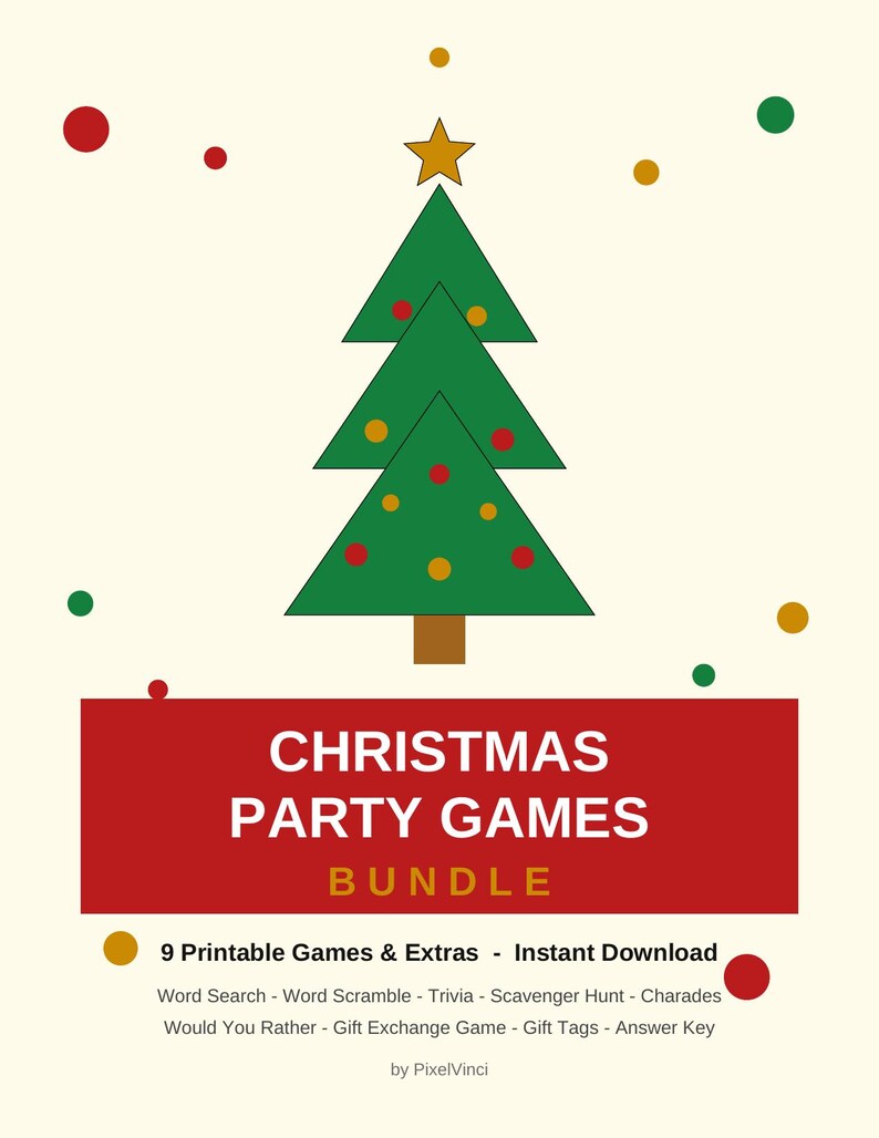Christmas Party Games Bundle Printable | Christmas Games for Family | Holiday Party Activities + Gift Tags | Instant Download image 2