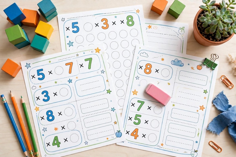 Multiplication Worksheets Printable | Times Tables 1-20 Practice | Math Worksheets for Kids | Homeschool Math | Instant Download image 1
