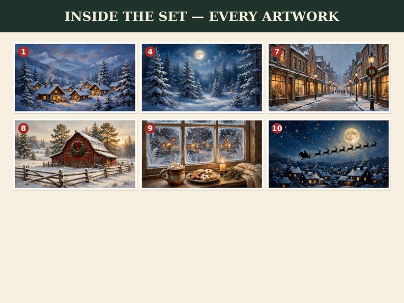 Christmas Frame TV Art Set of 10 | Vintage Christmas TV Art | Samsung Frame TV Art 4K | Holiday Decor, Instant Download image 3