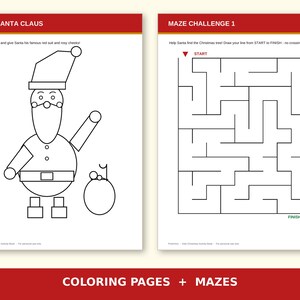 Kids Christmas Activity Book Printable | 24 Pages of Coloring, Mazes, Word Search & I Spy | Christmas Activities for Kids Ages 4-8 image 2
