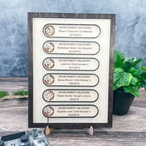 Achievement Unlocked - Custom Achievement Plaque - Nerdy Gift for Him - Gamer Gift - Life Skill Points - Achievement Gift - Nerdy Home Decor