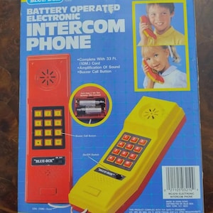 Blue Box Electronic Modern Intercom Phone Set Toys Retro Vintage Nostalgia 80s Toy WORKING CORDED PHONES