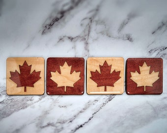 Maple Leaf Wood Inlay Coaster