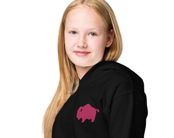 Embroidered Youth Bison Hoodie, Kids Buffalo Hoodie, Kids Bison Buffalo Gifts, Youth Buffalo Hoodie