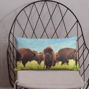 Bison Herd Throw Pillow | Western Decor | Decorative Pillow | Buffalo Pillow | Home Decor | Bison Gifts | Buffalo Gifts | Lumbar Pillow