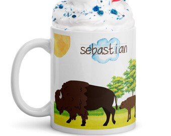Mama and Bison Calf Mug | Personalized Bison Mug | Buffalo Mug | Bison Gifts | Buffalo Gifts | Housewarming Gift | Western Mug | Bison Lover