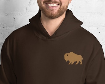 Embroidered Bison Hoodie: Rancher Gift, Buffalo Lover