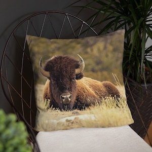 Bison Sage Throw Pillow