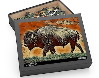 Bison Puzzle, Jigsaw Puzzle for Adults & Kids, Buffalo Gift