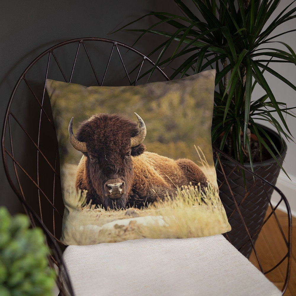 Bison Sage Throw Pillow