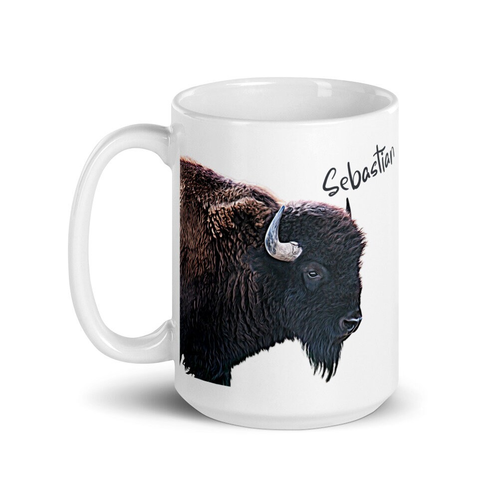 Awowee Tazza da caffè Buffalo Vintage Western Label Effect Bison Head