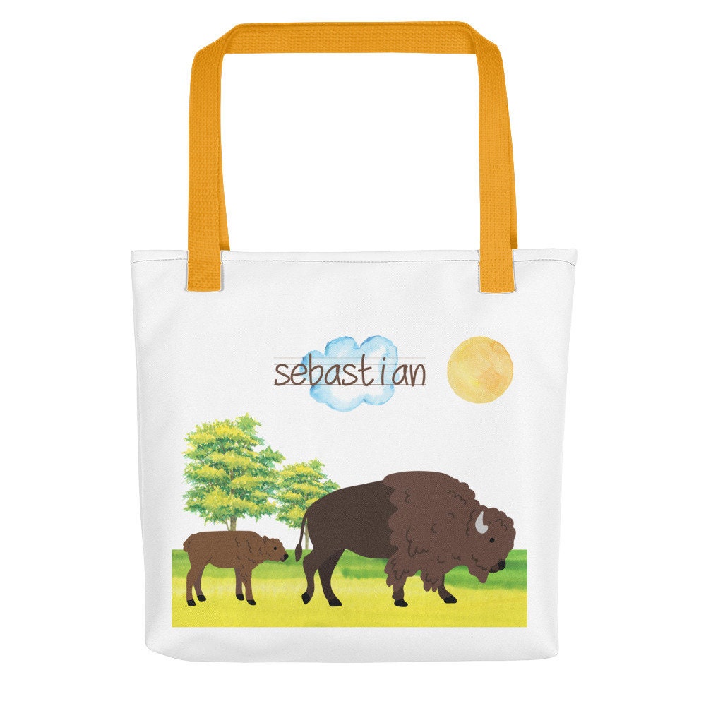 Personalized Bison Tote Bag | Buffalo Tote | Bison Mama Red Dog Tote Bag | Bison Gifts | Buffalo Gifts | Housewarming Gift | Library Tote