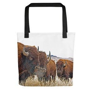 Bull Bison Herd Tote Bag | Buffalo Tote Bag | Bison Gifts | Buffalo Gifts | Housewarming Gift | Library Tote Bag | Grocery Shopping Bag