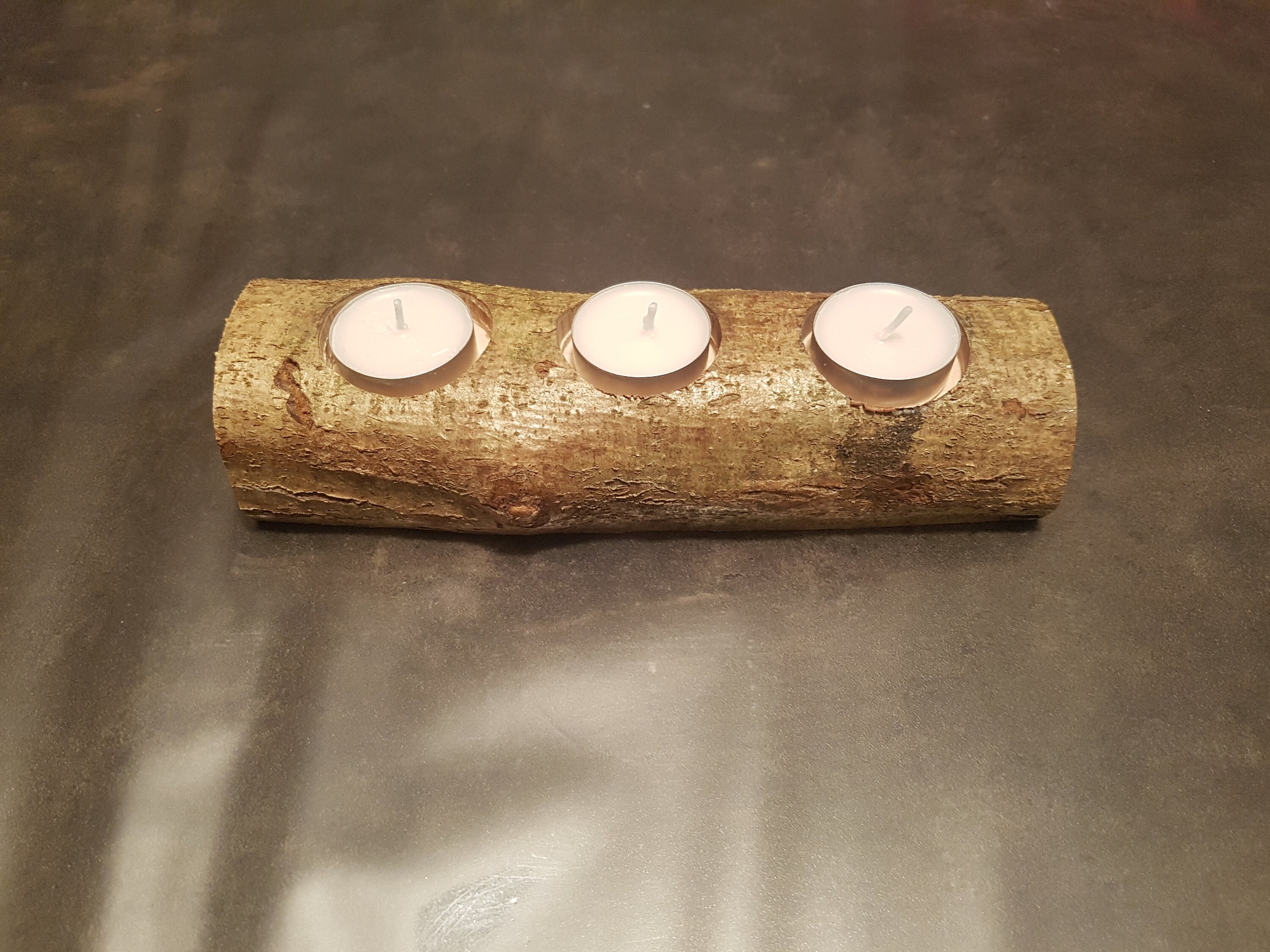 Bougeoir en Bois Comprenant 3 Mini-Bougies de Cire Naturelle