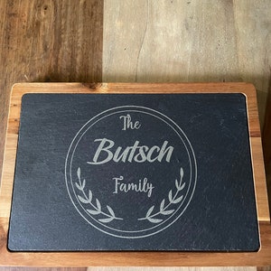 Laser engraved slate/wood cutting board