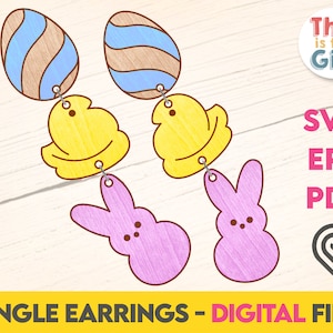 Easter Dangle Earrings, Laser Cut Digital Files, Svg Earrings, earring Files, SVG Files, Glowforge Ready Files, DIGITAL DOWNLOAD
