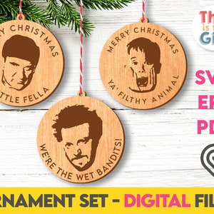 H. Alone Ornament Set, Laser Ornament, Christmas Files, Laser Cut SVG File, Glowforge Ready, DIGITAL DOWNLOAD, Laser Files