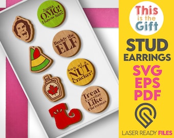 Santa's Gnome, Christmas Earrings, Stud Earrings, Laser Earrings, Christmas Files, Laser Cut SVG File, Glowforge Ready, DIGITAL DOWNLOAD