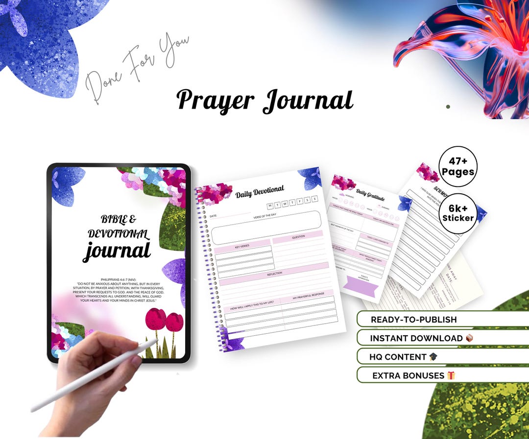 Printable Journal Digital Planner Bible Study Journal Prayer KDP ...