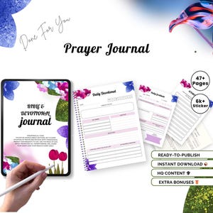 Printable Journal Digital Planner Bible Study Journal Prayer KDP Interior Prayer Commercial Use, Bible Journal Devotional Journal Scripture