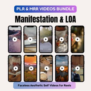 MRR Manifestation & Gesetz der Anziehungskraft Videos Bundle, Faceless Marketing Instagram Reels PLR Video Master Resell Right Meditation