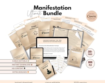 Manifestation Journal Vision Board |Law of Attraction | Ebooks | Self-Improvement | Bundle Commercial Use | MRR | PLR | Printable Canva Edit