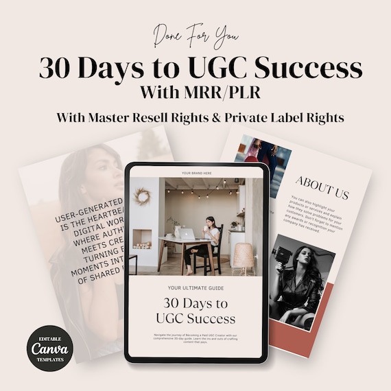 Ultimate 30 Days to UGC Success eBook with PLR & MRR with Master Resell Rights and Private Label Rights |Dfy digital marketing guide to Sell