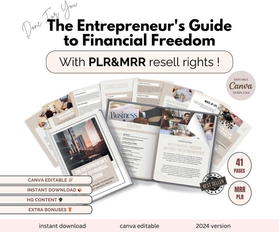 PLR eBook The Entrepreneur's Guide to Financial Freedom | PLR & MRR Included | Business Success, Passive Income, and Wealth Building