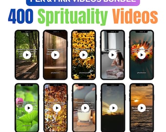 Peut inclure: Une mosaïque de 12 écrans de téléphone affichant de courtes vidéos avec des citations inspirantes sur la spiritualité. Les vidéos présentent des scènes de nature et des images apaisantes. Le texte sur les écrans comprend des citations comme "Plus vous grandissez, plus vous réalisez combien vous ne savez pas" et "La spiritualité nous apprend que parfois nous devons lâcher prise sur quelque chose de bien pour recevoir quelque chose de mieux."