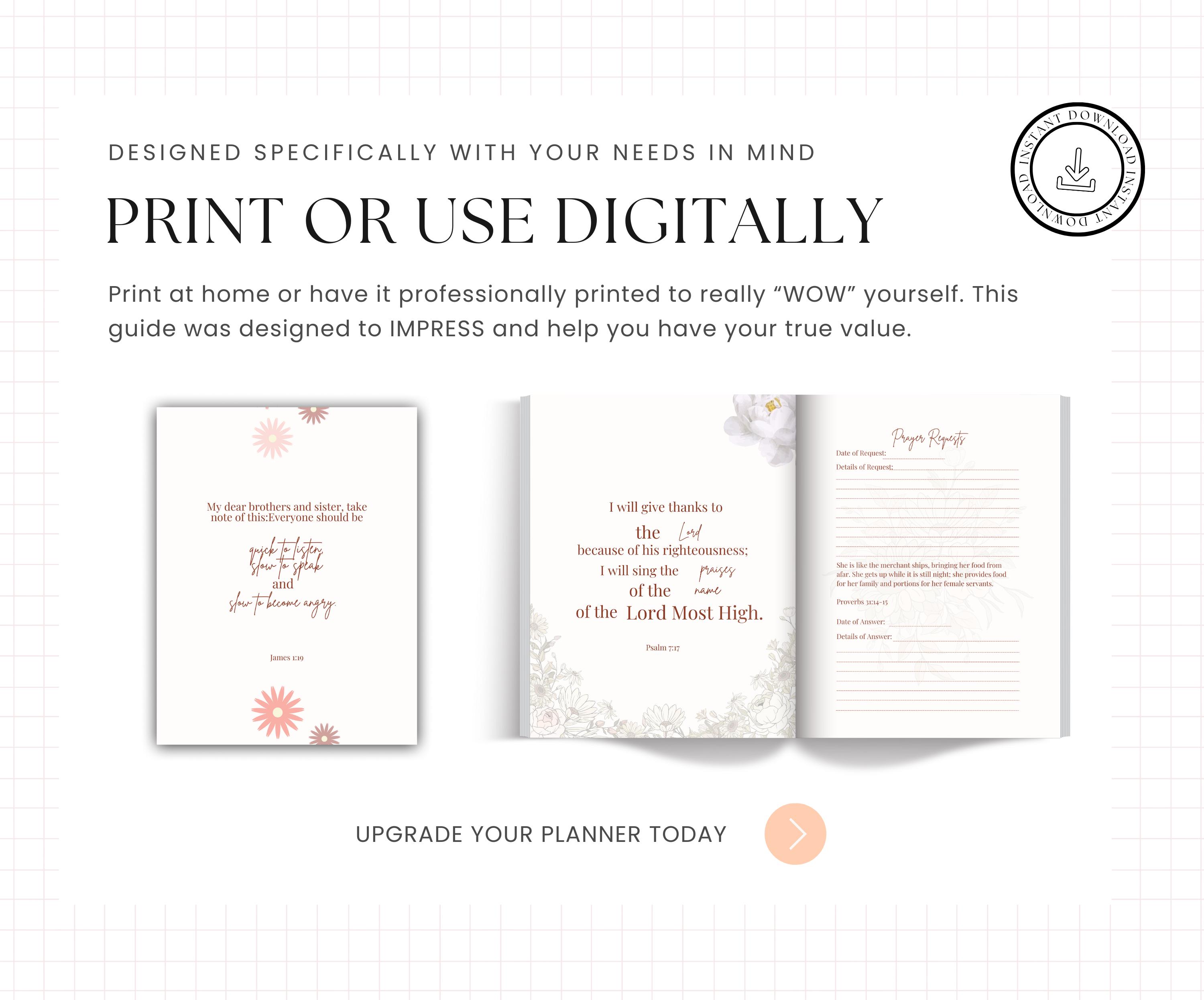 PLR MRR Prayer Journal Digital Planner Commercial Use Printable and ...
