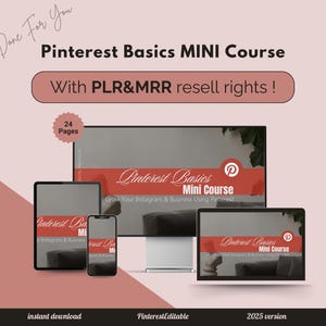 MRR PLR Digital Pinterest Basics Marketing Course Bundle MRR plr Resell Rights Instagram Courses Digital Business mrr Digital Product Course