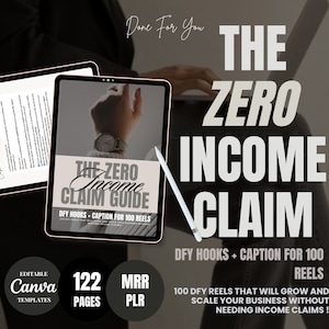 Zero Income Claim Guide | 130 DFY Reels w/ Hooks and Captions | Faceless Digital Marketing | Bonus Instagram Reels Guide, Videos | MRR & PLR
