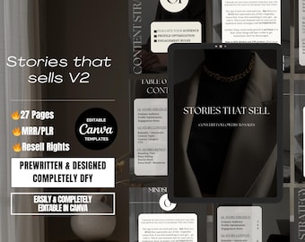 PLR Ebook PLR Digital Product Master Resell Rights Ebook Digital Marketing MRR Template Stories that sells Resell rights V2