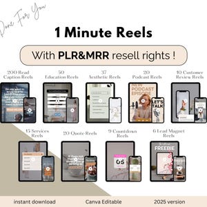 1 Minute Reels Mastery Bundle,Digital Marketing Course Bundle MRR PLR Resell Rights Instagram Courses Digital Business,PLR Digital Product