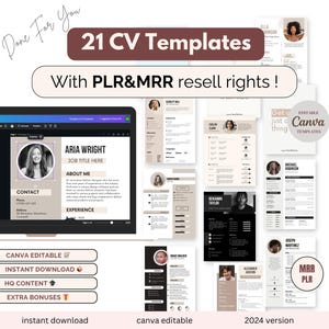 CV 21 Templates PLR | MRR | Bundle Commercial Use | mrr | plr digital product | Master Resell Rights