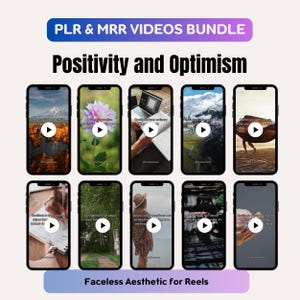 MRR Positivität und Optimismus Videos Bundle, Faceless Marketing Instagram Reels PLR Video Master Resell Right Meditation