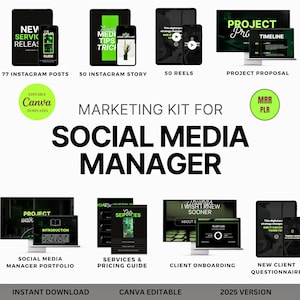 Marketing Kit for Social Media Manager, Social Media Manager Bundle, Social Media Manager Templates, Social Media Agency PLR MRR