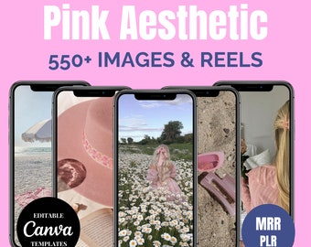 550 Pink Aesthetic Faceless Reels, Pink MRR Photo Post, Faceless Digital Marketing, PLR MRR Master Resell Rights,mrr, plr digital product