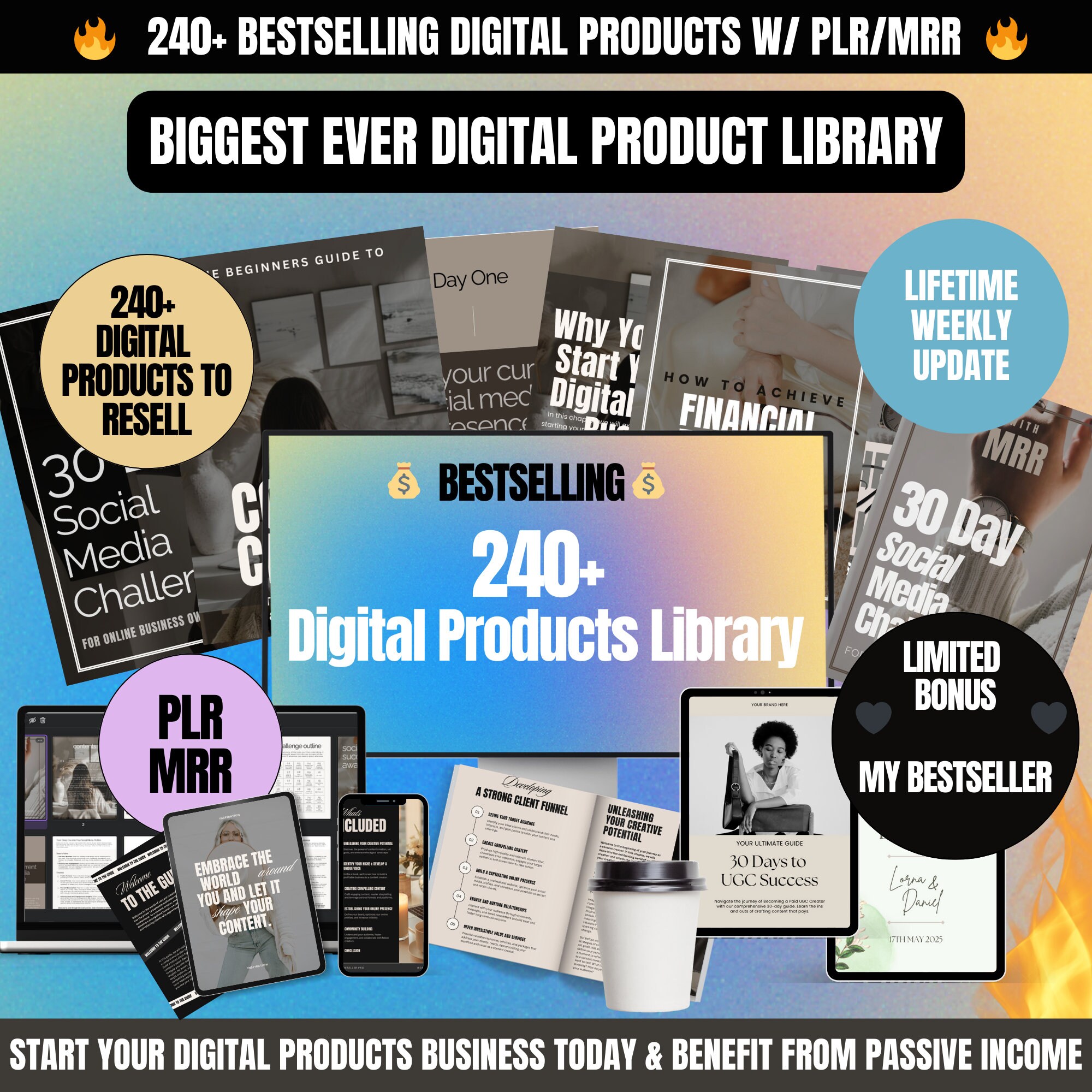 240+ PLR Digital Products Bundle Master Resell Rights MRR Private Label ...