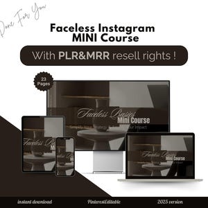 MRR PLR Faceless Instagram Basics Mini Marketing Course Bundle MRR plr Resell Rights Instagram Courses Digital Business mrr Digital