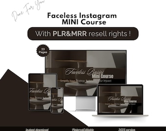 MRR PLR Faceless Instagram Basics Mini Marketing Course Bundle MRR plr Resell Rights Instagram Courses Digital Business mrr Digital