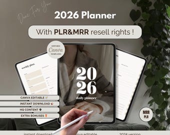 2026 digital planner, PLR Planners, MRR Digital Planner, Plr Journal, Plr Digital Product, Dfy Content, Plr Notebook, Mrr Digital Products